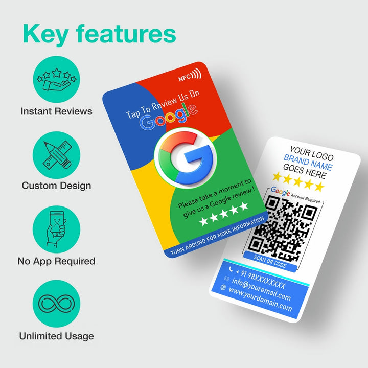 Dynamic Color Google Review Card with QR Code & NFC Chip | Tap or Scan ...