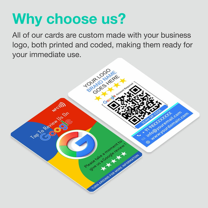 Dynamic Color Google Review Card with QR Code & NFC Chip | Tap or Scan ...