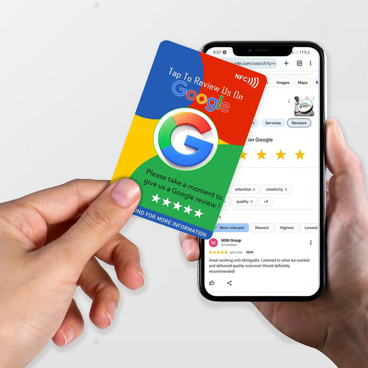 Dynamic Color Google Review Card with QR Code & NFC Chip | Tap or Scan ...