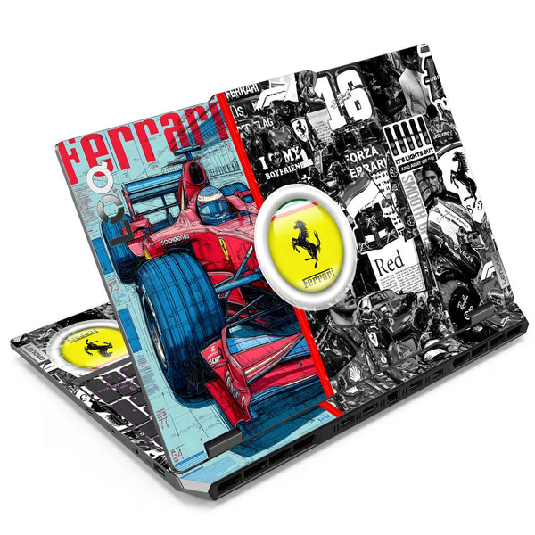 3D Embossed Laptop Skin - Ferrari F1 Collage