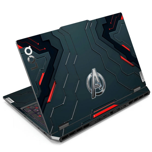 3D Embossed Laptop Skin - Gaming Background Black Red Avengers Logo