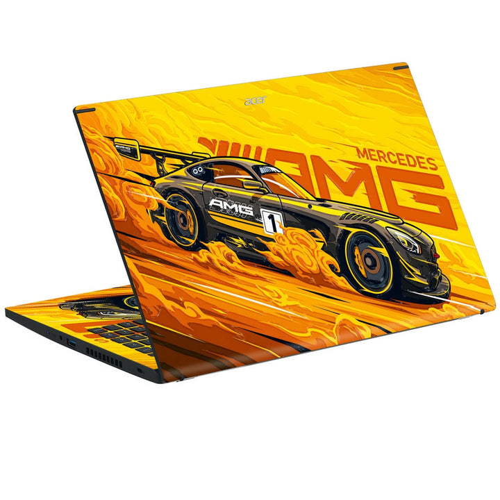 3D Embossed Laptop Skin - Mercedes AMG GT3 Yellow