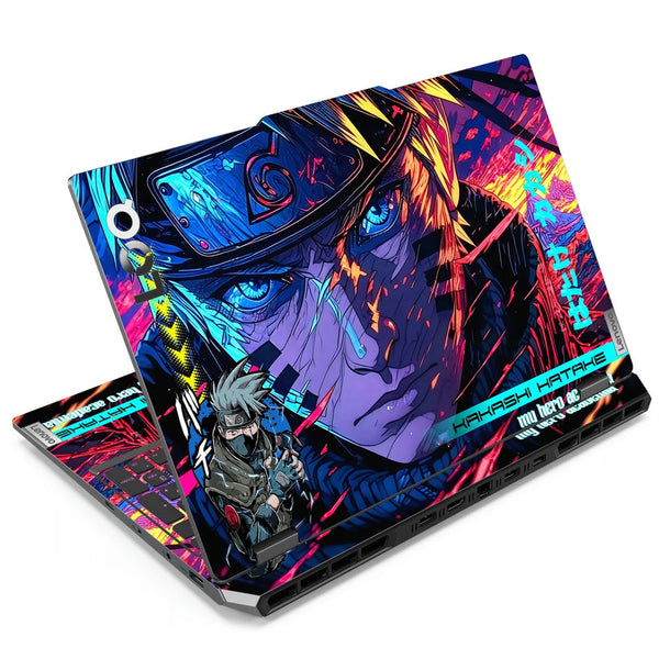 3D Embossed Anime Laptop Skin - Kakashi-Inspired Neon Ninja Design