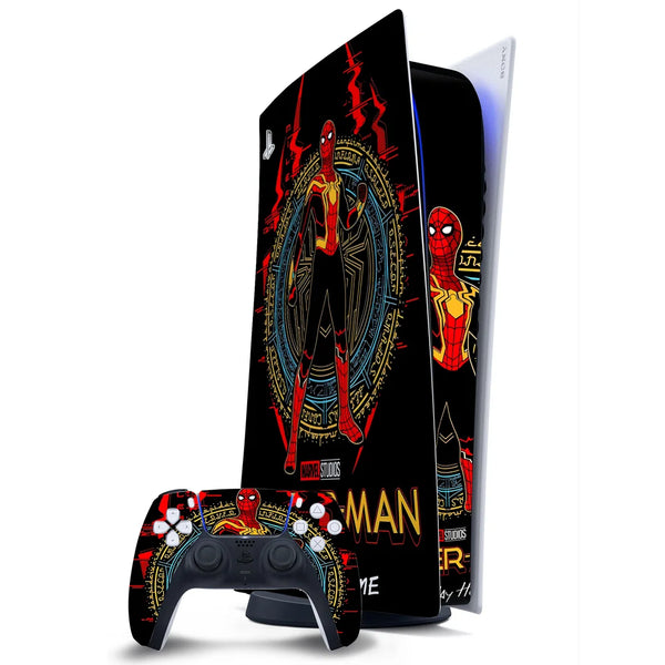 3D Embossed PS5 Console & Controller Skin Set - No Way Home Iron Spider Art