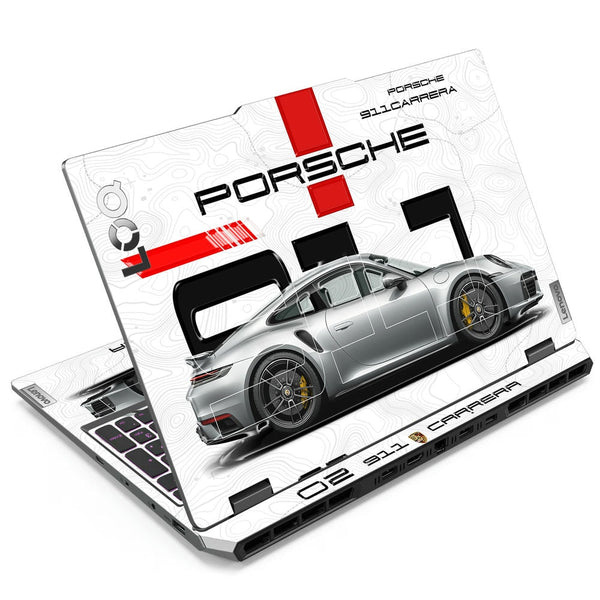 3D Embossed Laptop Skin - Porsche 911 Carrera Sketch