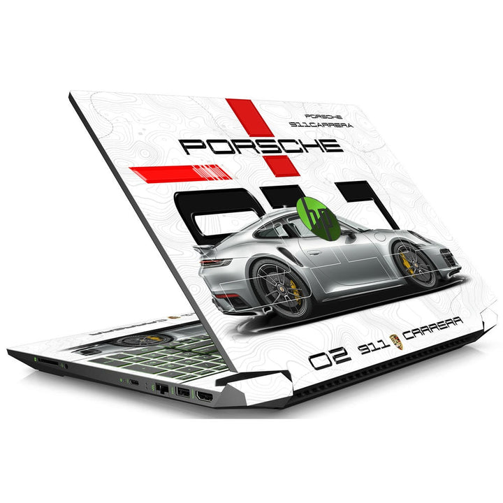 3D Embossed Laptop Skin - Porsche 911 Carrera Sketch