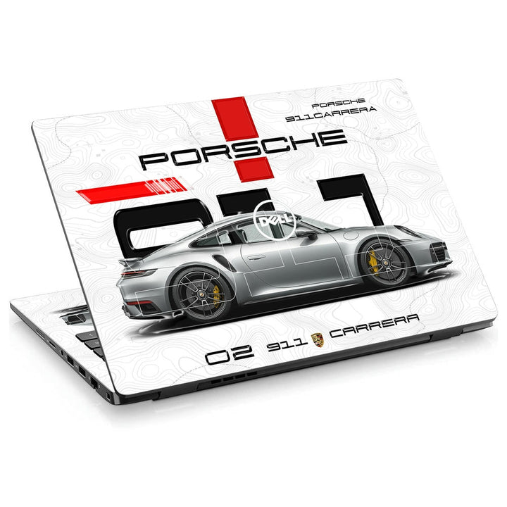 3D Embossed Laptop Skin - Porsche 911 Carrera Sketch