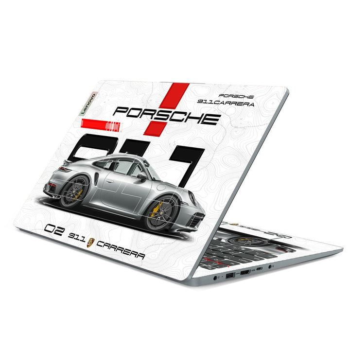 3D Embossed Laptop Skin - Porsche 911 Carrera Sketch