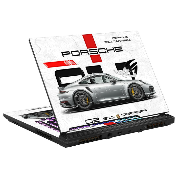 3D Embossed Laptop Skin - Porsche 911 Carrera Sketch