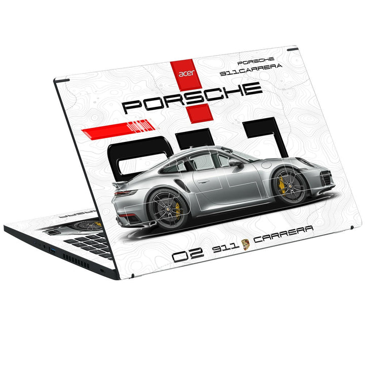 3D Embossed Laptop Skin - Porsche 911 Carrera Sketch