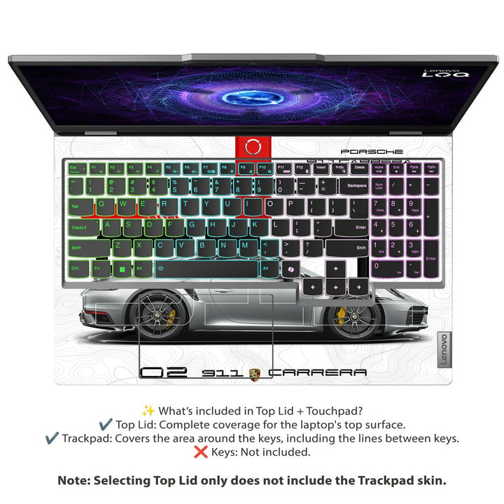 3D Embossed Laptop Skin - Porsche 911 Carrera Sketch