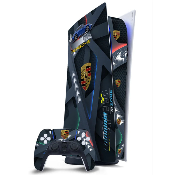 3D Embossed PS5 Console & Controller Skin Set - Porsche Speed Zone Tech Art