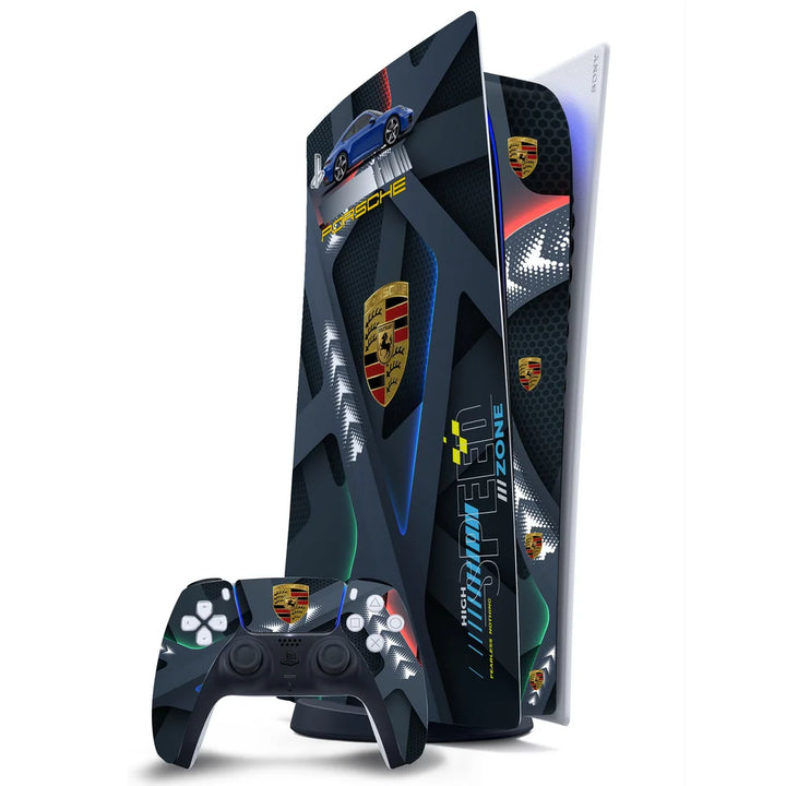 3D Embossed PS5 Console & Controller Skin Set - Porsche Speed Zone Tech Art