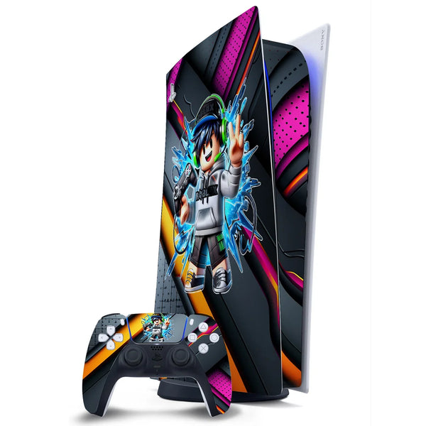 3D Embossed PS5 Console & Controller Skin Set - Roblox Avatar Splash Tech Art