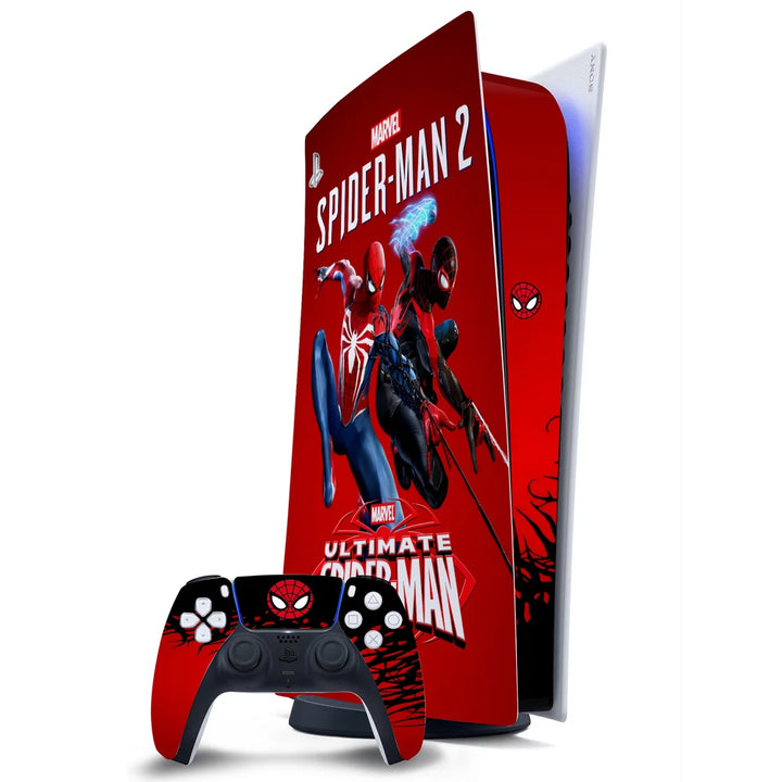 3D Embossed PS5 Console & Controller Skin Set - Spider-Man 2 Miles Peter Duo Art