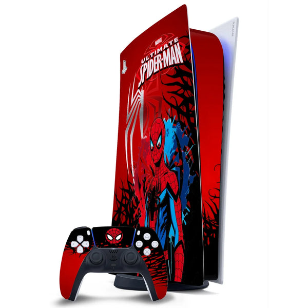 3D Embossed PS5 Console & Controller Skin Set - Ultimate Spider-Man Comic Style