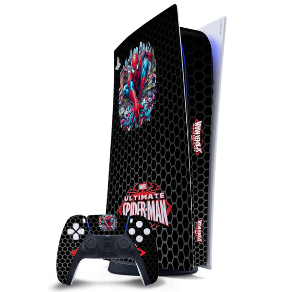 3D Embossed PS5 Console & Controller Skin Set - Ultimate Spider-Man Graffiti Art