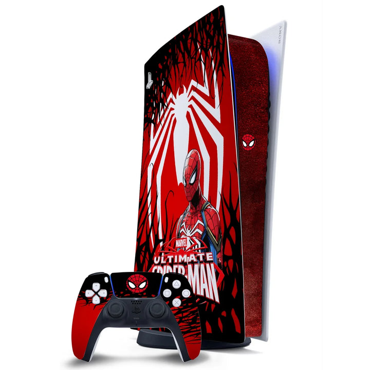 3D Embossed PS5 Console & Controller Skin Set - Ultimate Spider-Man Symbiote Art
