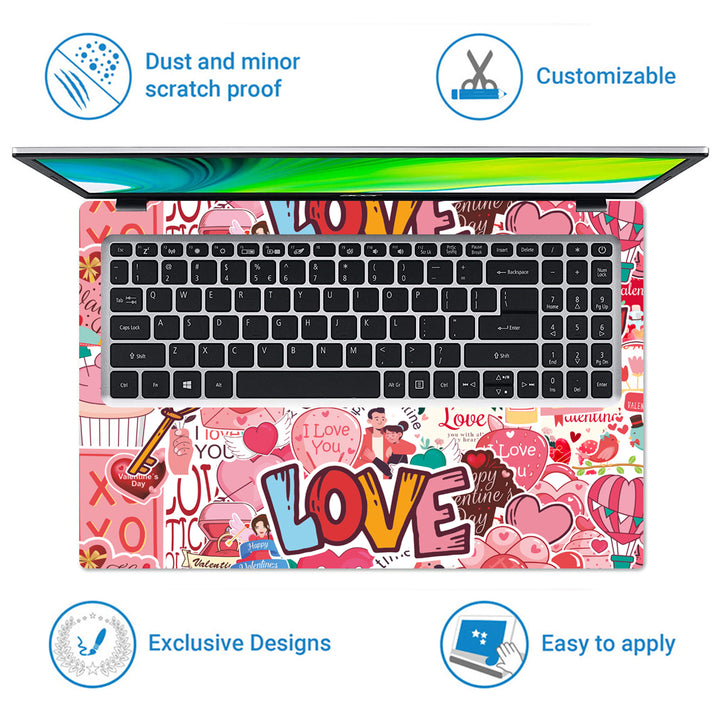 Laptop Skin - Valentine's Day Sticker Bomb