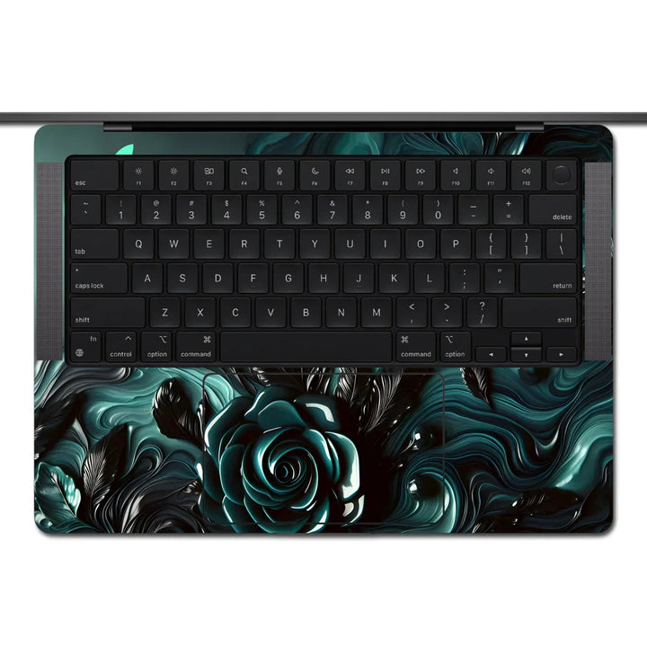 MacBook Laptop Skin - Apple Aqua Rose Fluid Art