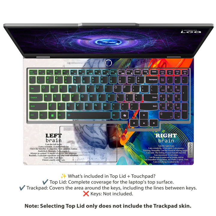 3D Embossed Laptop Skin - Left Right Blue Brain