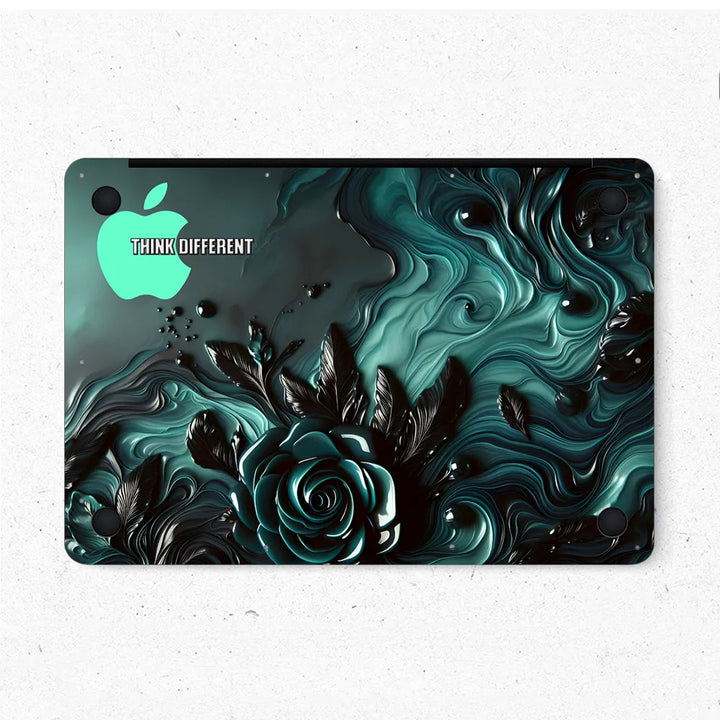 MacBook Laptop Skin - Apple Aqua Rose Fluid Art