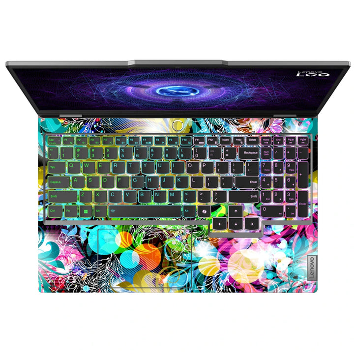 3M Material Textured Embossed Laptop Skin - Colorful Floral Bokeh Abstract