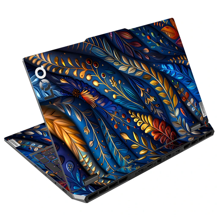 3M Material Textured Embossed Laptop Skin - Abstract Gold Feather Pattern