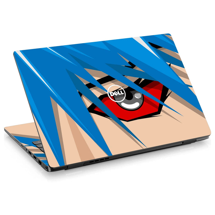 3M Material Textured Embossed Laptop Skin - Blue Hair Red Eye Vector Close-up