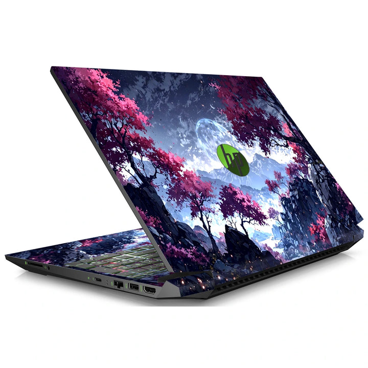 3M Material Textured Embossed Laptop Skin - Minimalist Misty Blue Mountain Forest