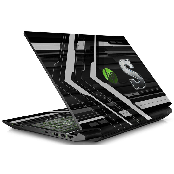 3M Material Textured Embossed Laptop Skin - Abstract Grey Racing Arrow Stripes