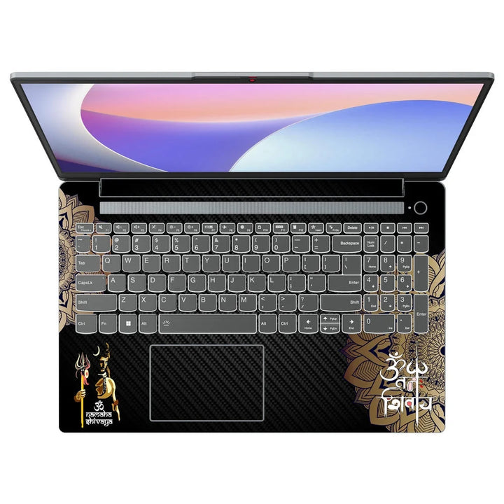 3D Embossed Laptop Skin - Trishul and Om Spiritual Art