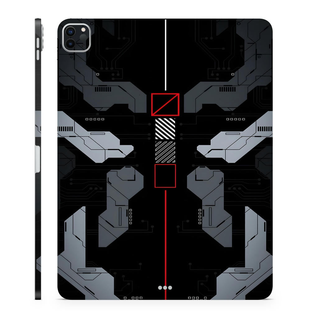 3D Embossed Tablet Skin - Dark Tech Circuitry Symmetry – SkinsLegend