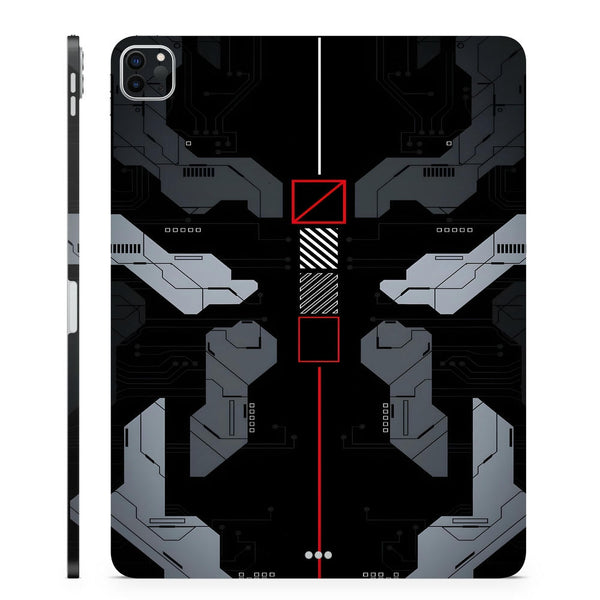 3D Embossed Tablet Skin Dark Tech Circuitry Symmetry