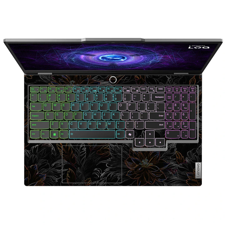 3M Material Textured Embossed Laptop Skin - Gothic Dark Floral Botanical Pattern