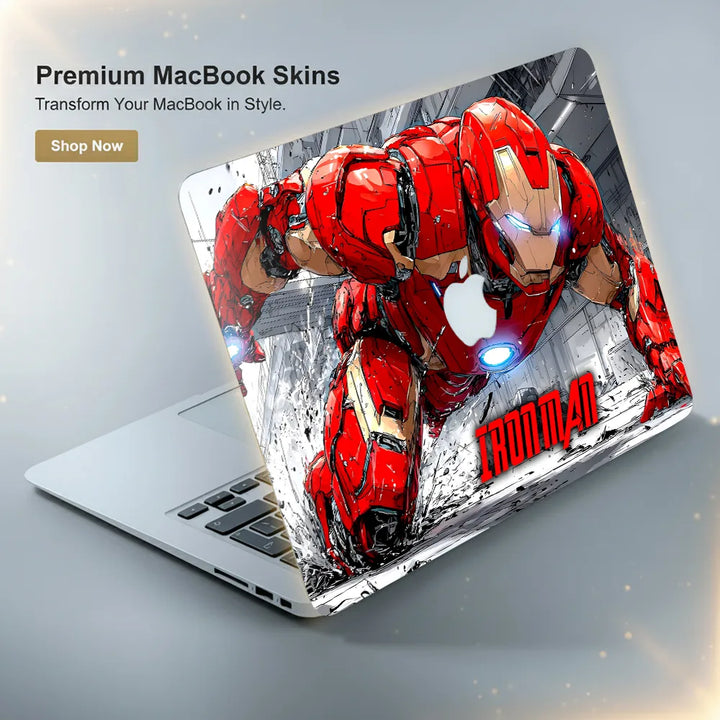 MacBook Laptop Skin - Iron Man Battle Armor Red Glitch