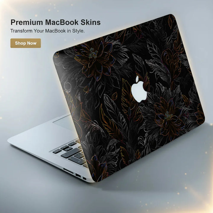 MacBook Laptop Skin - Gothic Dark Floral Botanical Pattern