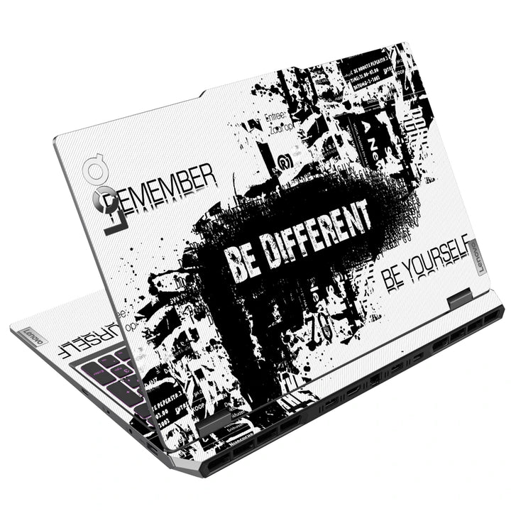 3M Material Textured Embossed Laptop Skin - Abstract Black and White Be Different Grunge
