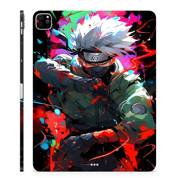 3D Embossed Tablet Skin Kakashi Neon Ink Splash Art