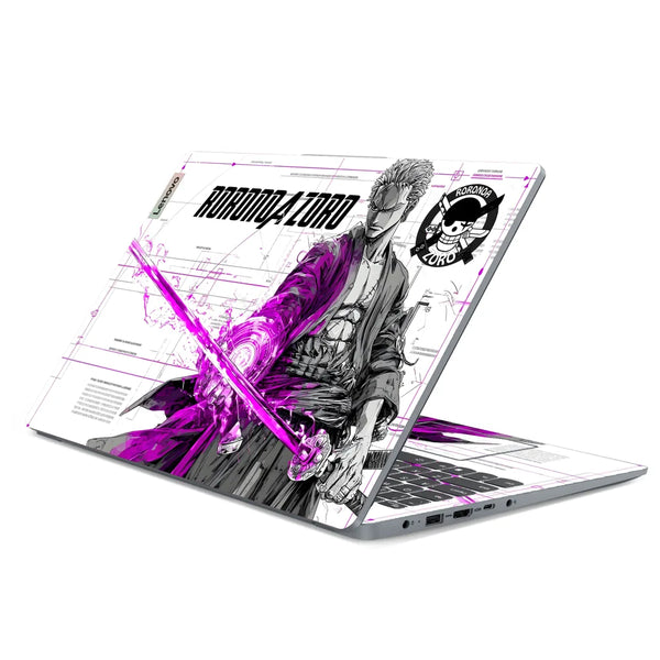 3M Material Textured Embossed Laptop Skin - One Piece Zoro Green Neon Samurai