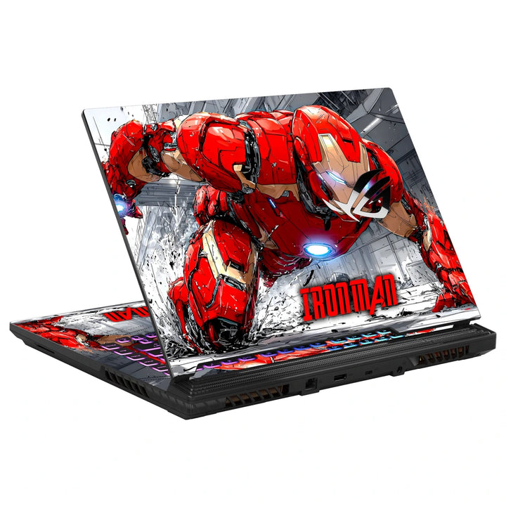 3M Material Textured Embossed Laptop Skin - Iron Man Battle Armor Red Glitch