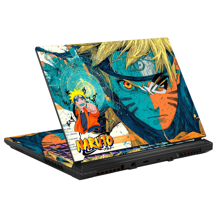 3M Material Textured Embossed Laptop Skin - Naruto Kurama Split Face Art