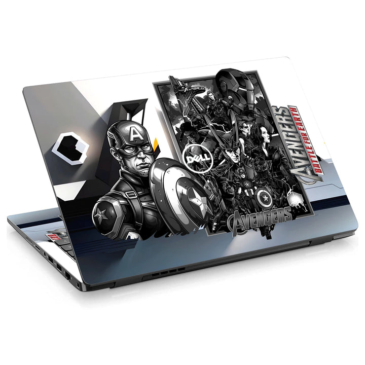 3M Material Textured Embossed Laptop Skin - Avengers Monochromatic Battle for Earth