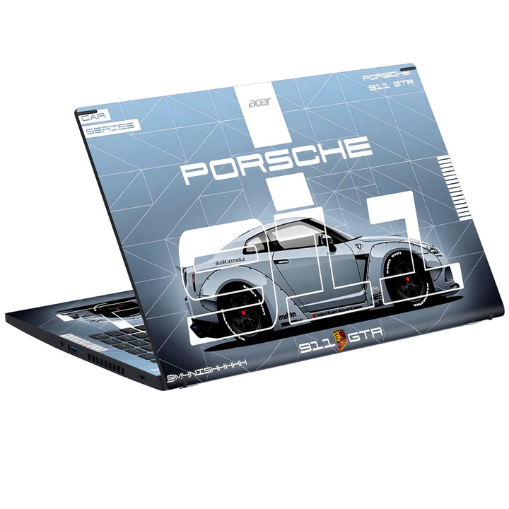 3M Material Textured Embossed Laptop Skin - Porsche 911 Technical Blueprint