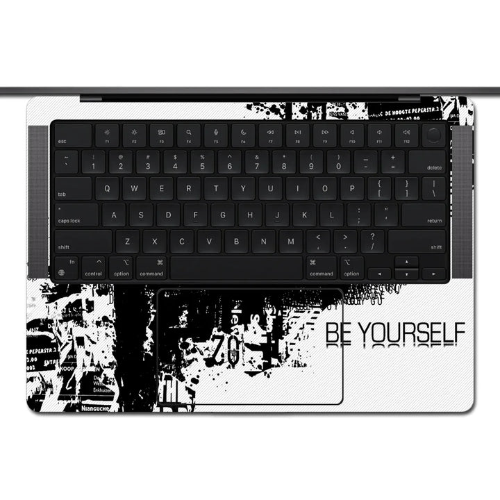 MacBook Laptop Skin - Abstract Black and White Be Different Grunge