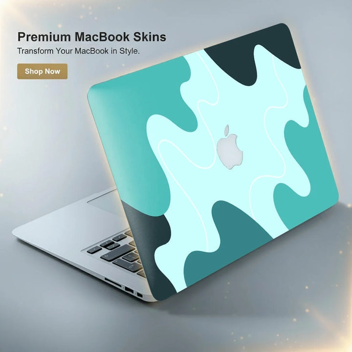 MacBook Laptop Skin - Turquoise Abstract Waves Pattern