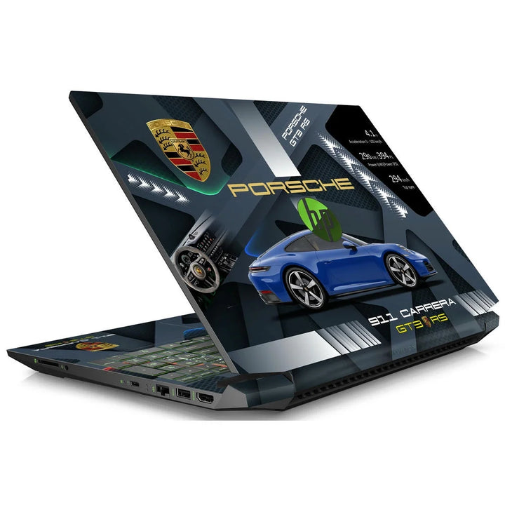 3D Embossed Laptop Skin - Porsche 911 Carrera Blue GT3 Art