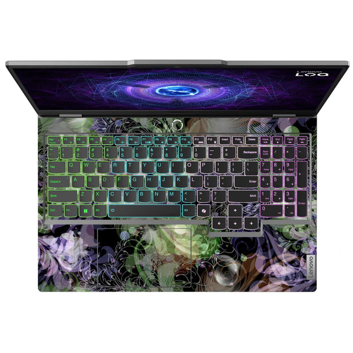 3M Material Textured Embossed Laptop Skin - Gothic Dark Garden Floral Pattern