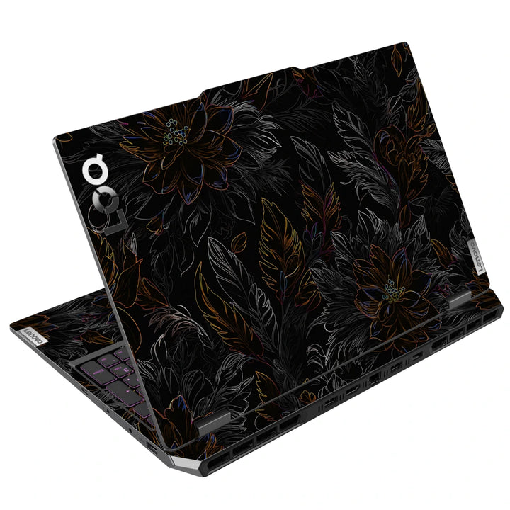 3M Material Textured Embossed Laptop Skin - Gothic Dark Floral Botanical Pattern