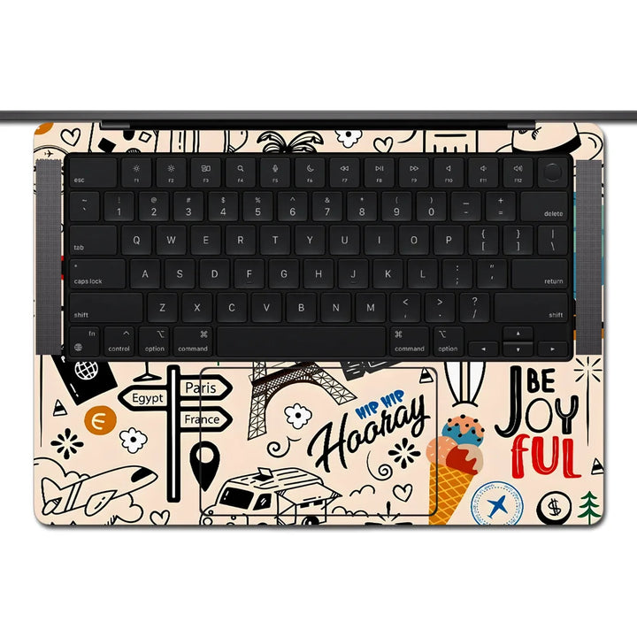 MacBook Laptop Skin - World Map Travel Doodle Sketch
